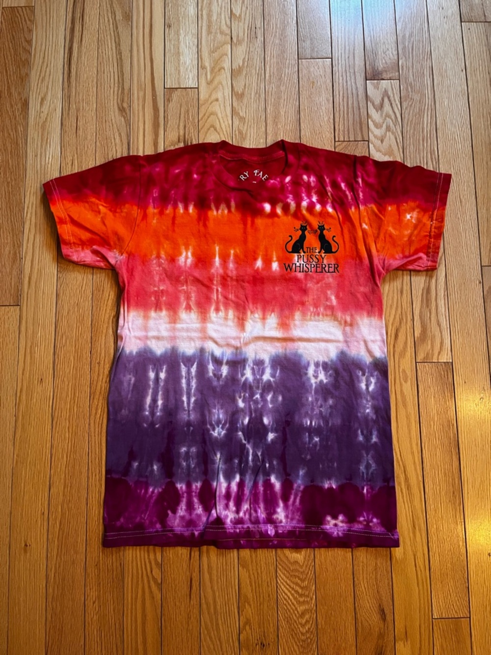 Tie dye cat whisperer shirt small